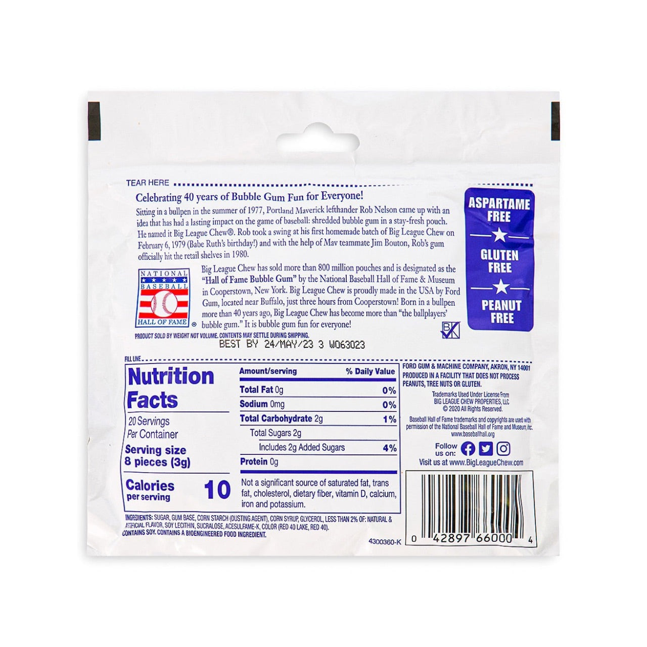 BIG LEAGUE CHEW BUBBLE GUM OUTTA HERE ORIGINAL