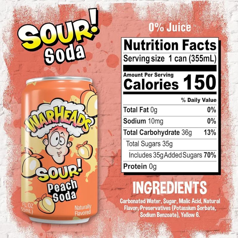 WARHEADS SOUR PEACH SODA