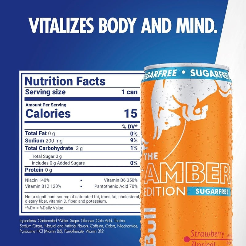 RED BULL STRAWBERRY APRICOT ZERO SUGAR 8 oz