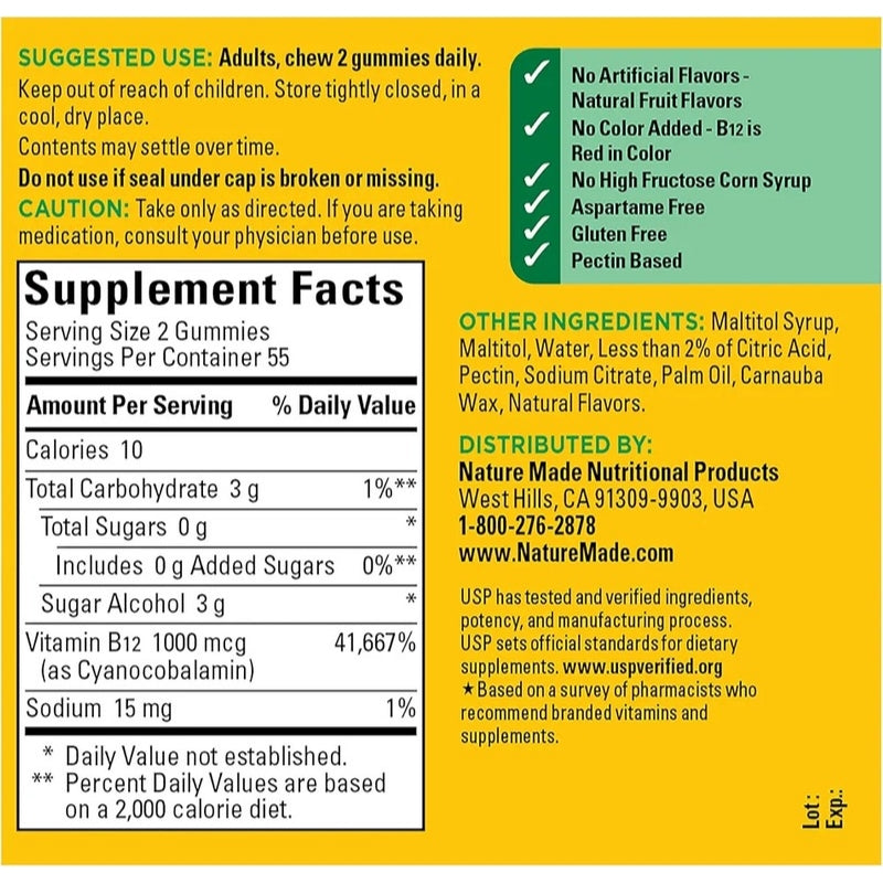 NATURE MADE ENERGY B12 ZERO GUMMIES
