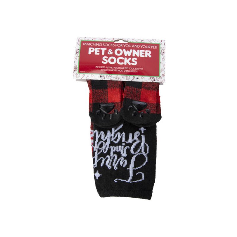 PET AND OWNER SOCKS NEGRO/ ROJO