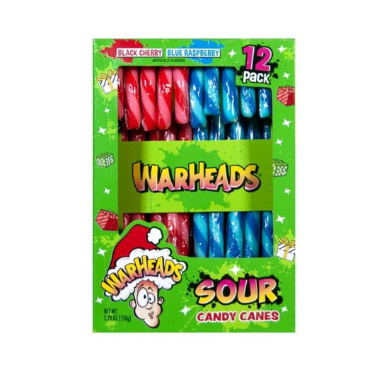 WARHEADS SOUR CANDY CANES 12 PACKS