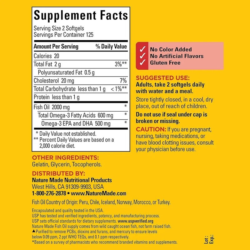 FISH OIL - OMEGA 3 NATURE MADE 150 softgels