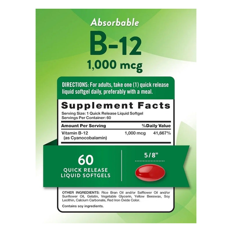 B 12 ABSORBABLE 1000 mcg 60 Gummies